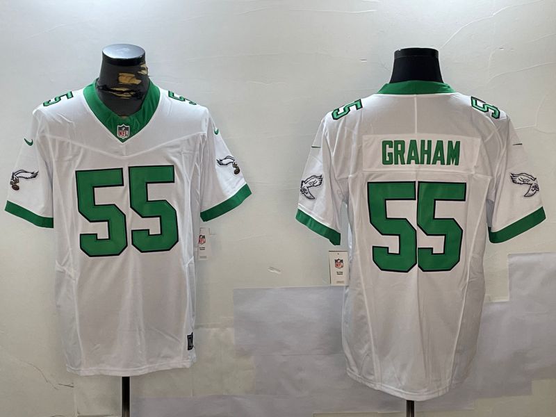 Men Philadelphia Eagles #55 Graham White Three generation 2024 Nike Limited NFL Jersey style 1